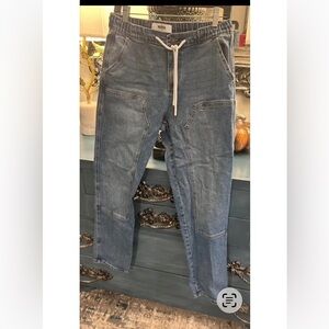 Mica Los Angeles Women’s Drawstring Denim Jeans Sz Lg Waist 31”